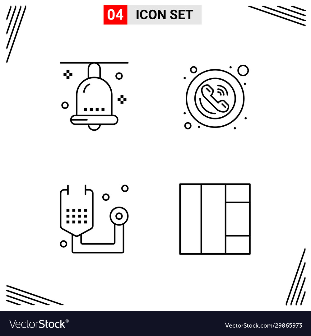4 icons line style grid based creative outline