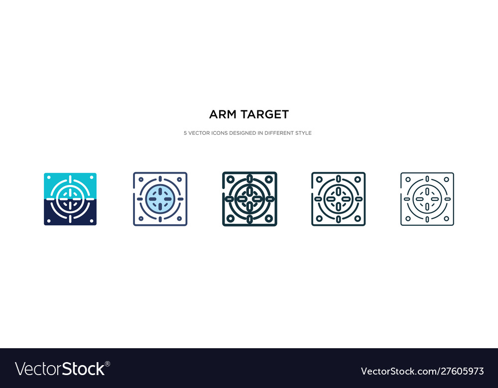 Arm target icon in different style two colored