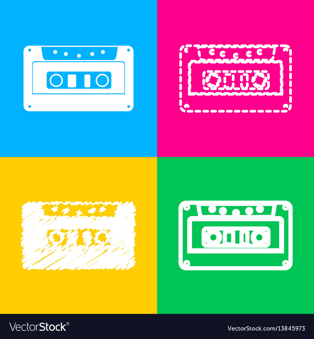 Cassette icon audio tape sign four styles