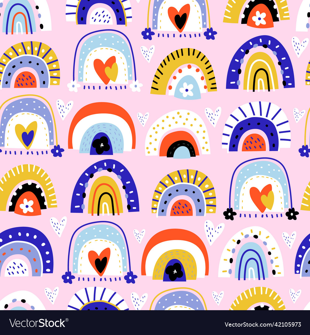 Colorful Rainbow Hearts Pattern