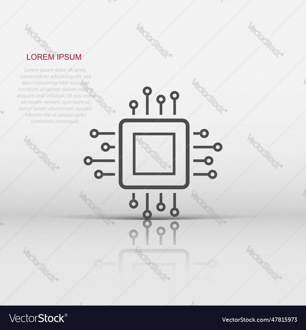 Computer cpu icon in flat style circuit board vector image Computer cpu icon in flat style circuit board