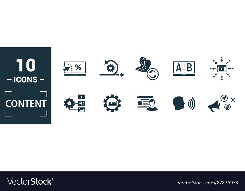 Content icon set include creative elements cms vector image Content icon set include creative elements cms