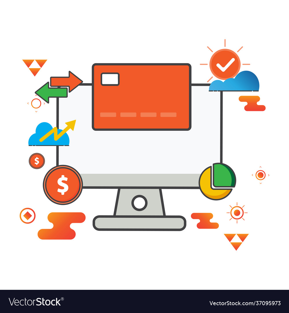 Credit card computer flat icon can use vector image Credit card computer flat icon can use