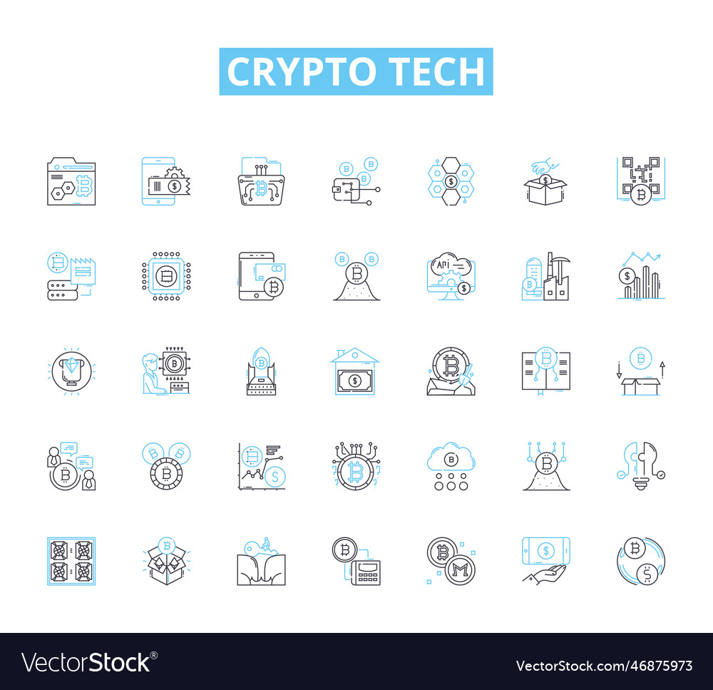 Crypto tech lineare Icons set blockchain bitcoin vector image Crypto tech lineare Icons set blockchain bitcoin