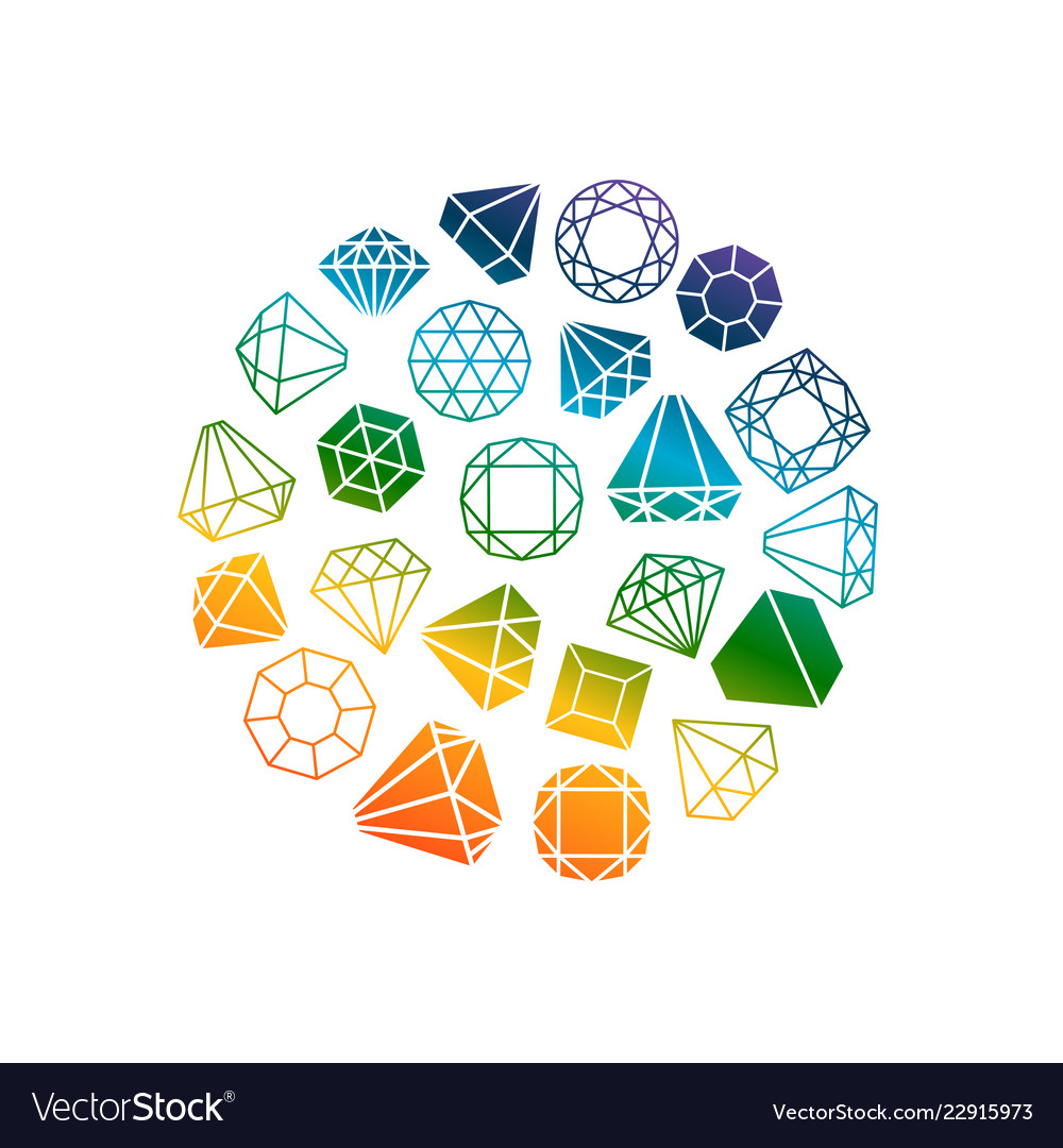 Diamonds icons round banner vector image Diamonds icons round banner