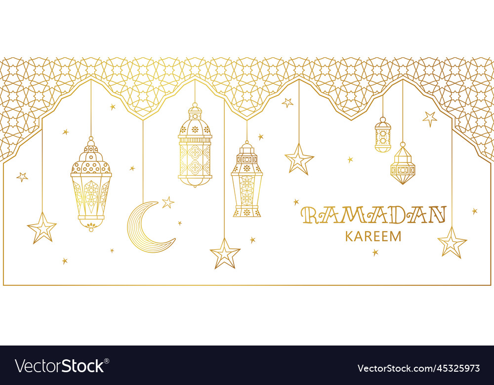 Golden card for ramadan kareem greeting Royalty Free Vector