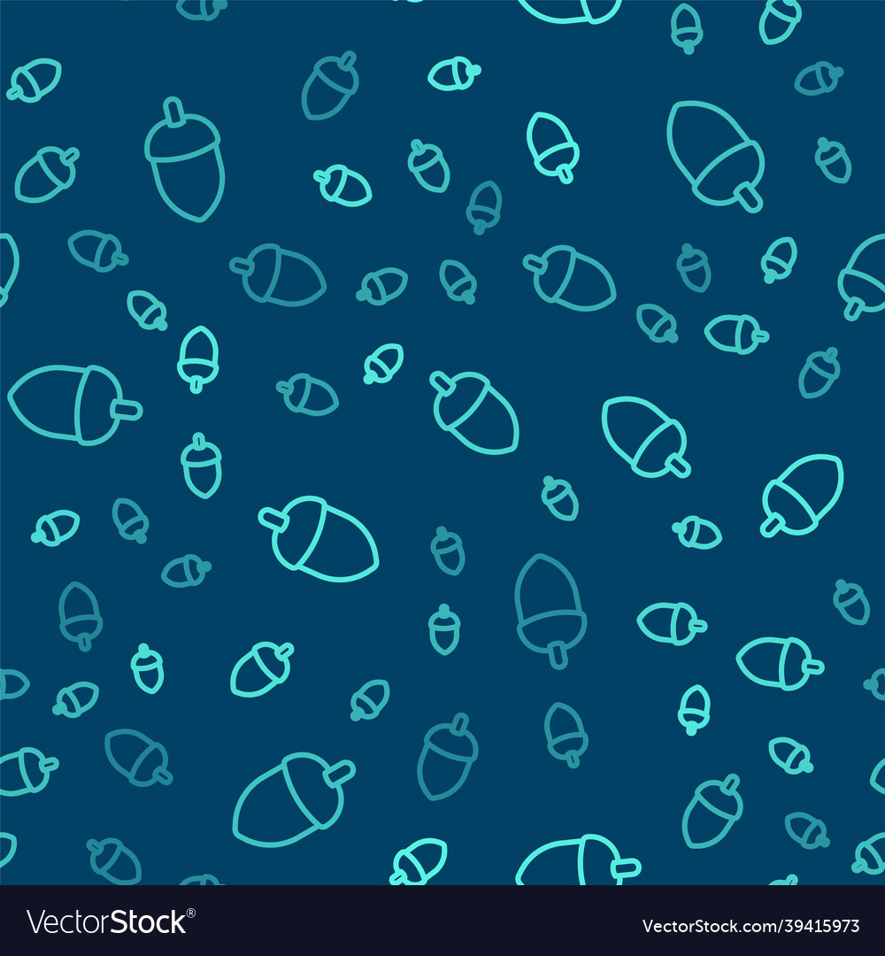 Green line acorn icon isolated seamless pattern vector image Green line acorn icon isolated seamless pattern