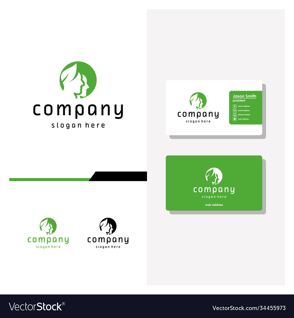 Head people leaf logo design and business card