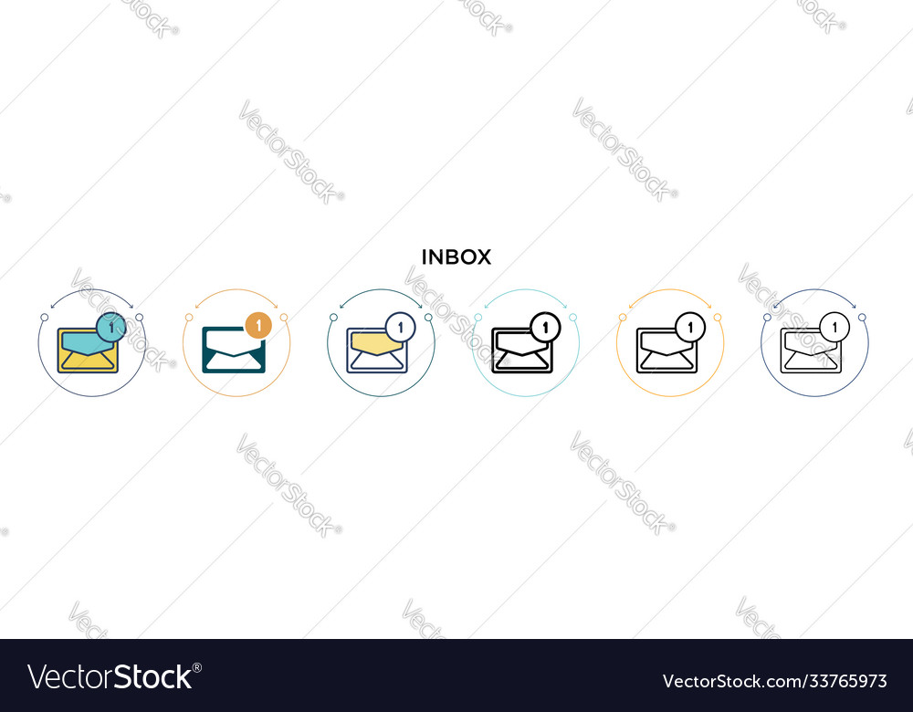 Inbox icon in filled thin line outline and stroke