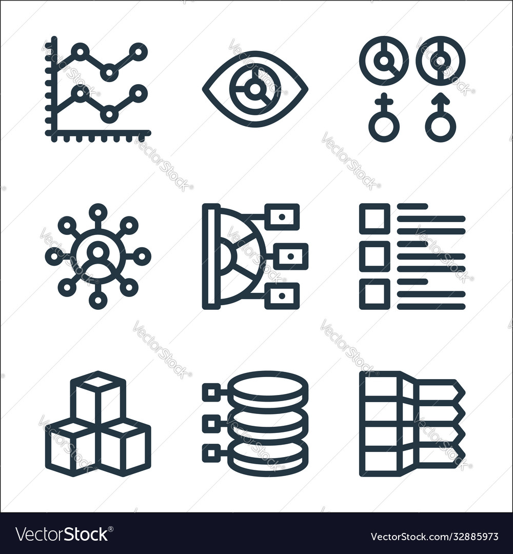 Infographic elements line icons linear set vector image Infographic elements line icons linear set