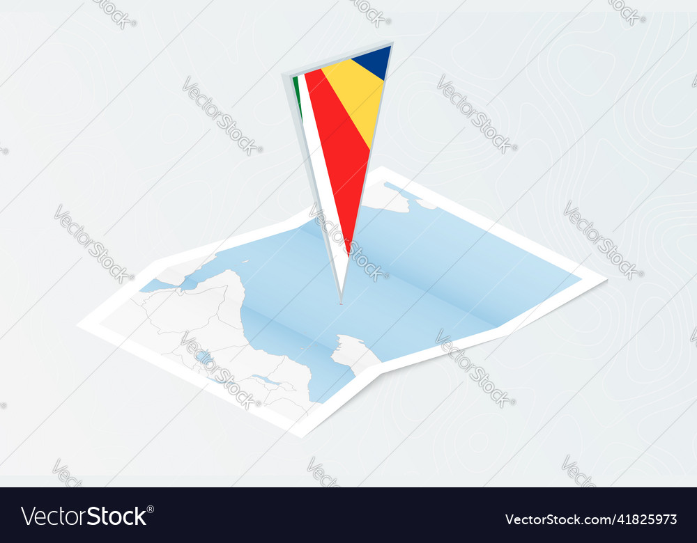 Isometric paper map of seychelles with triangular