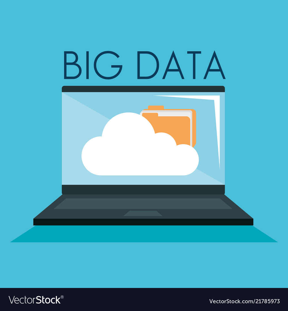 Laptop computer with big data icons