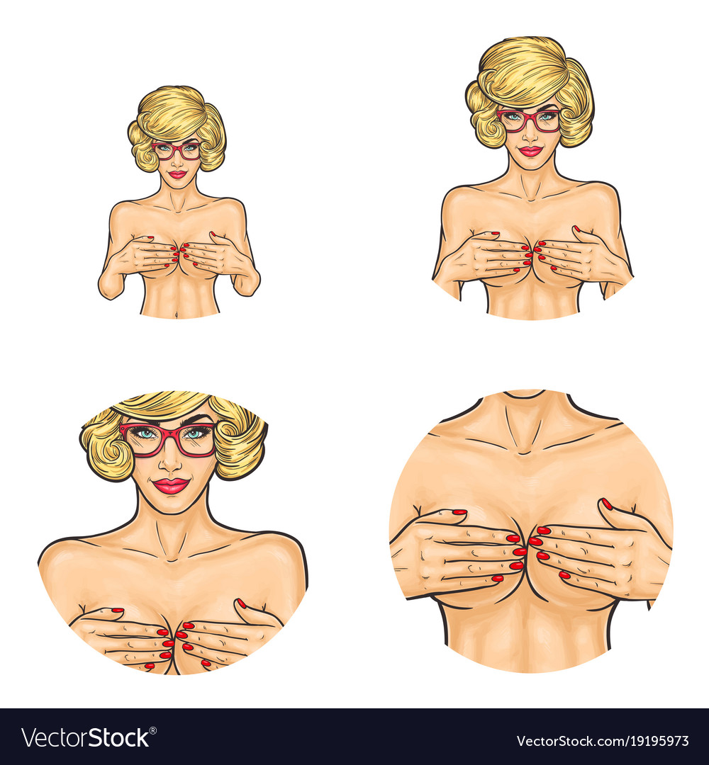 Naked girl covering breast pop art avatars Vector Image