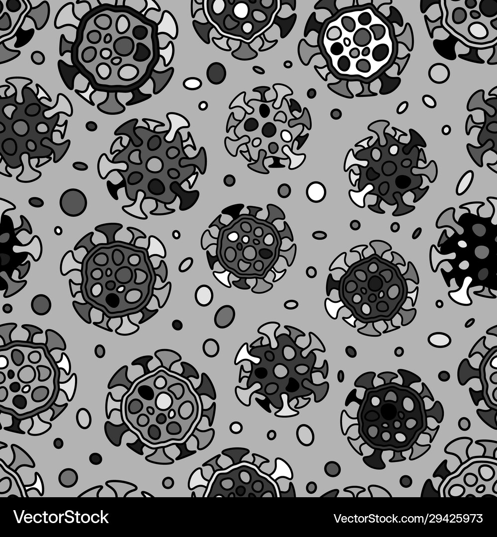 Seamless pattern with doodle coronavirus Vector Image