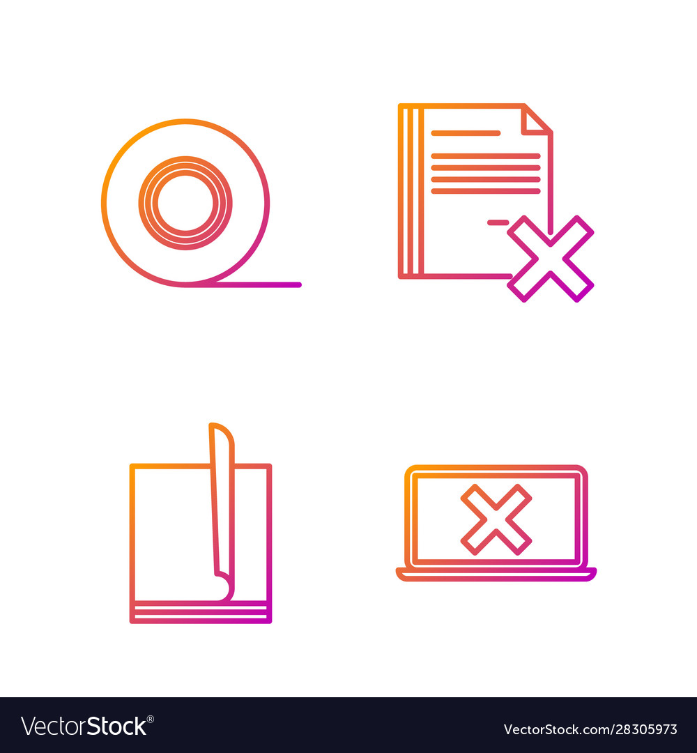 Set line laptop and cross mark on screen file vector image Set line laptop and cross mark on screen file