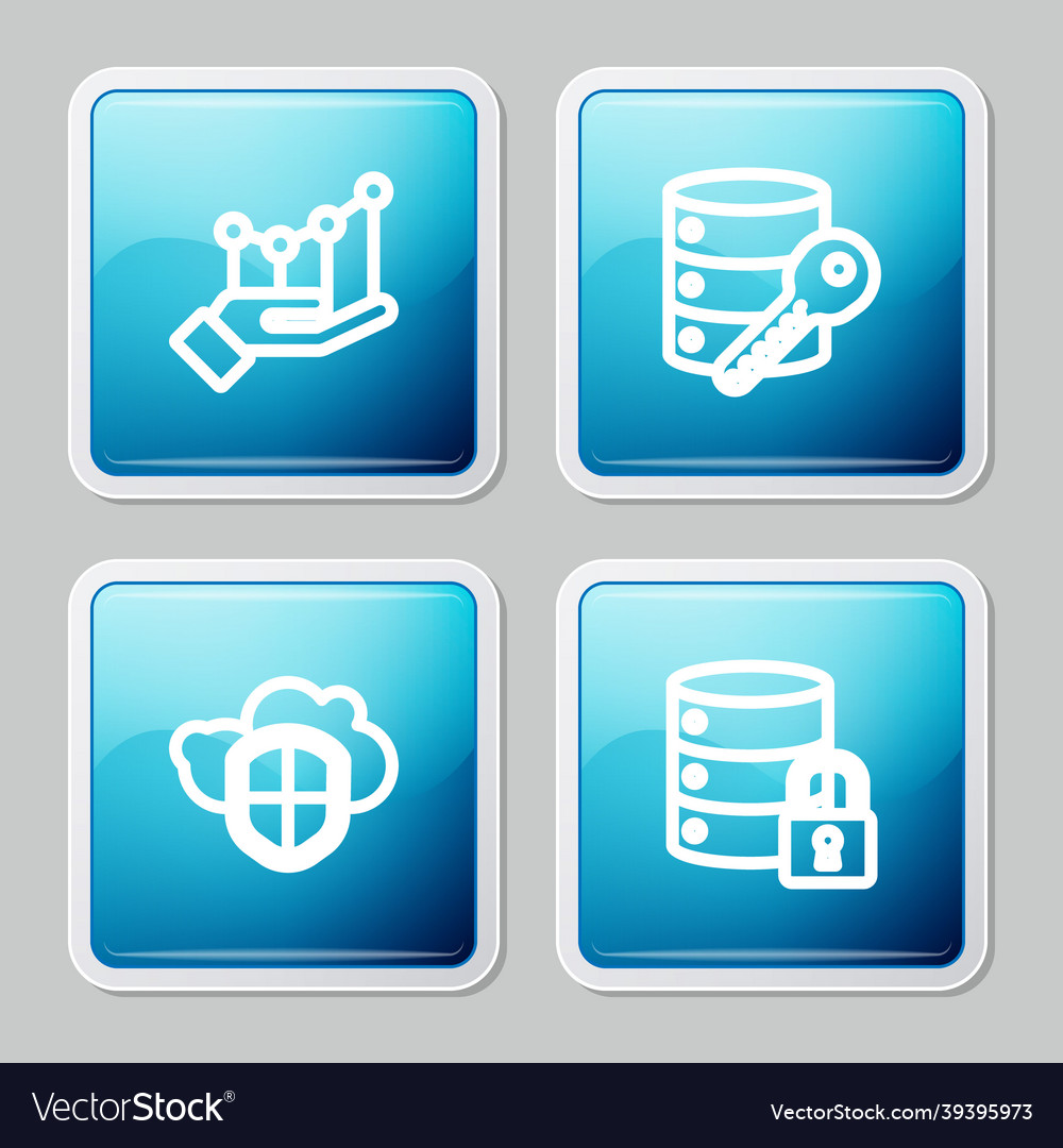 Set line pie chart infographic server security vector image Set line pie chart infographic server security