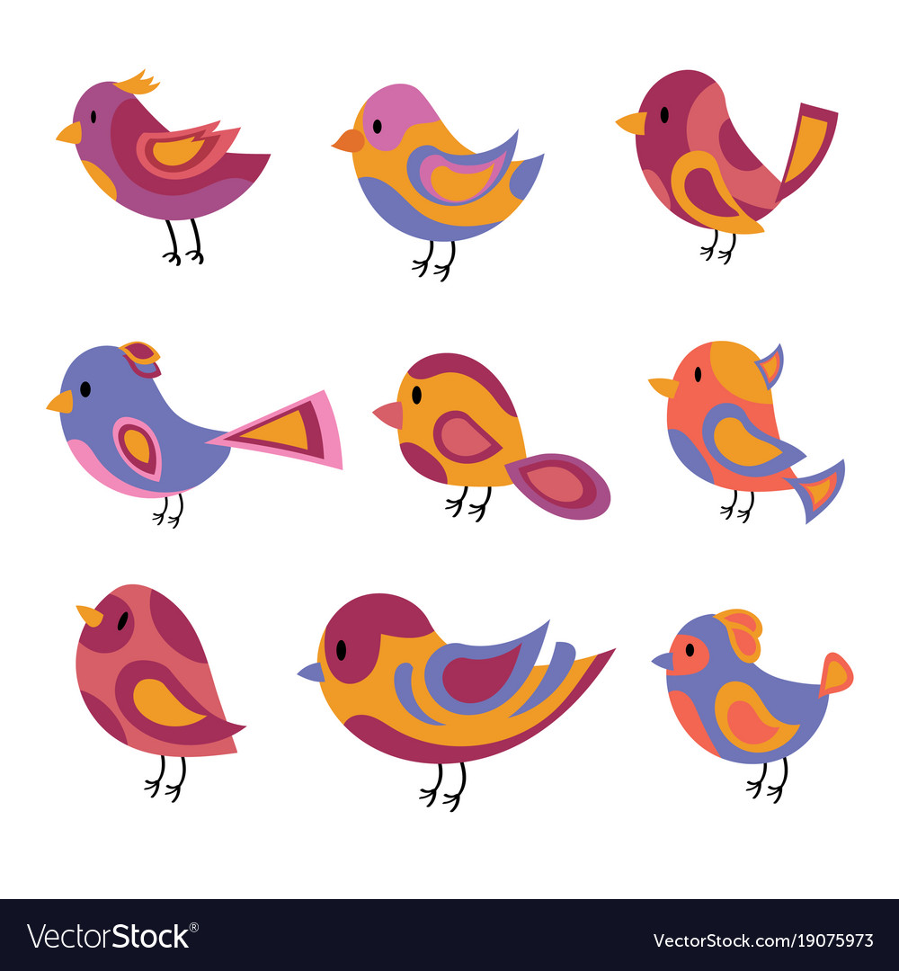 Set of stylized birds a collection