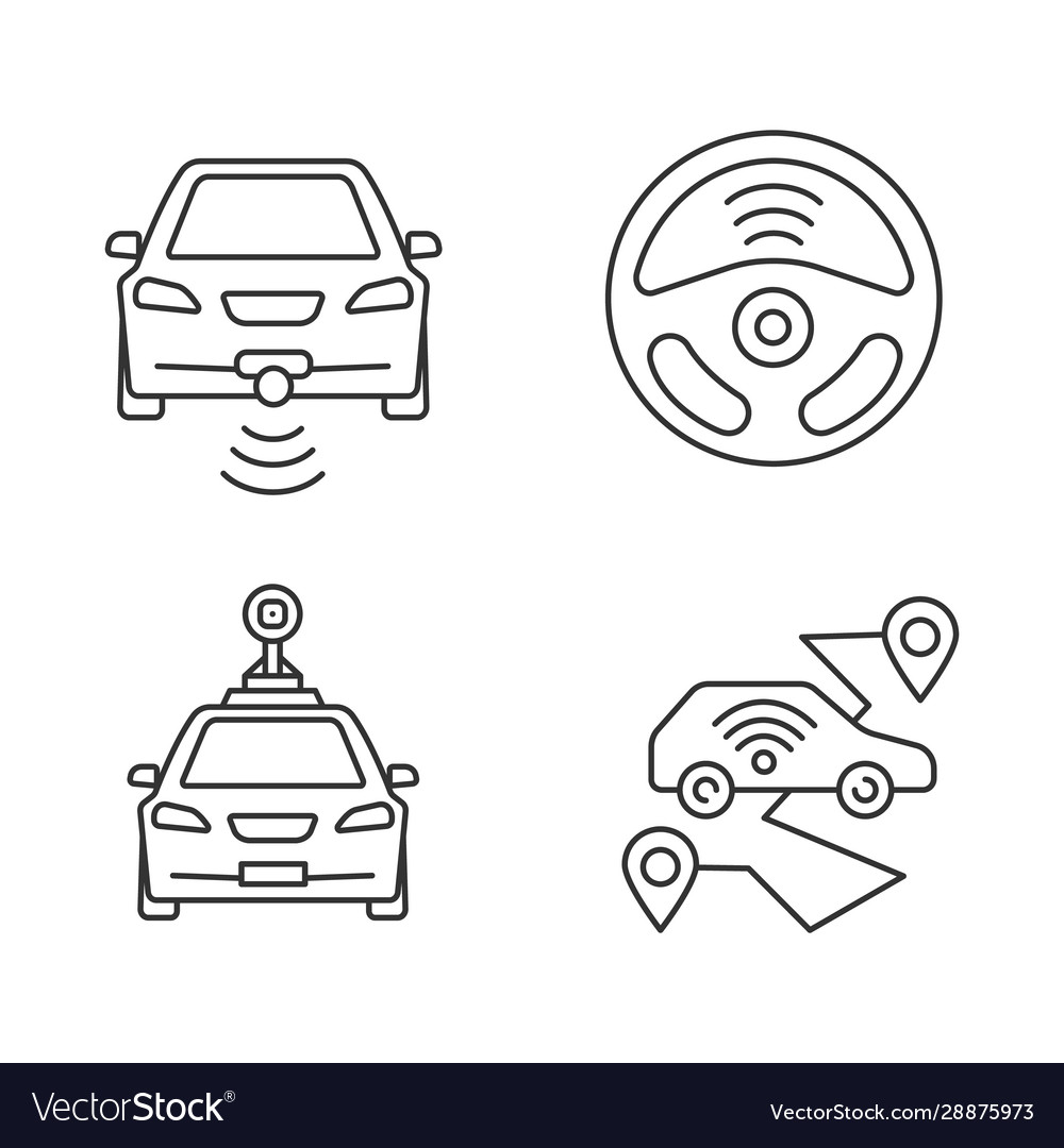 Smart cars linear icons set Royalty Free Vector Image