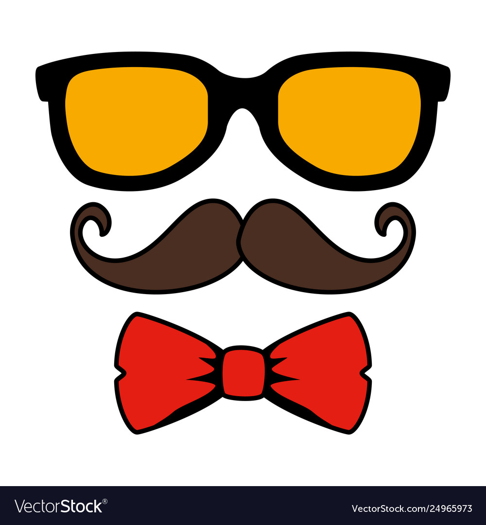 Sunglasses and mustache with bowtie hipster style Vector Image