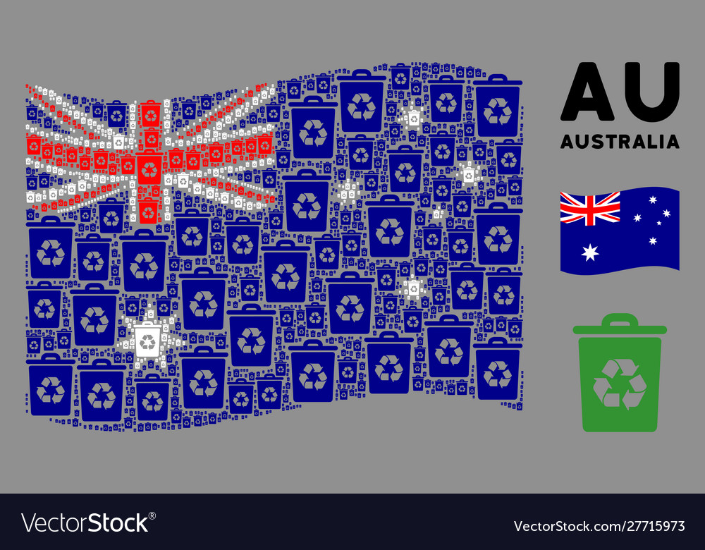 Waving australia flag pattern recycel bin items