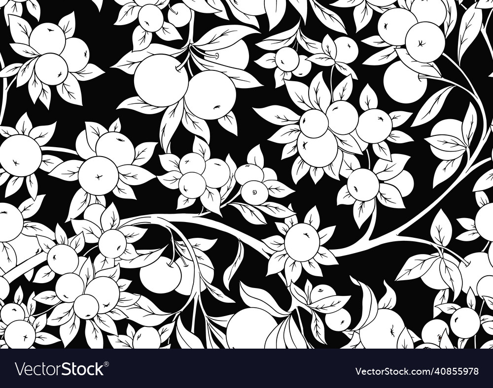 Apples on branches seamless pattern background vector image Apples on branches seamless pattern background