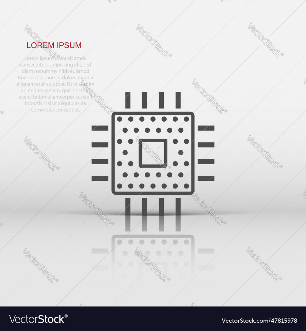 Computer cpu icon in flat style circuit board vector image Computer cpu icon in flat style circuit board