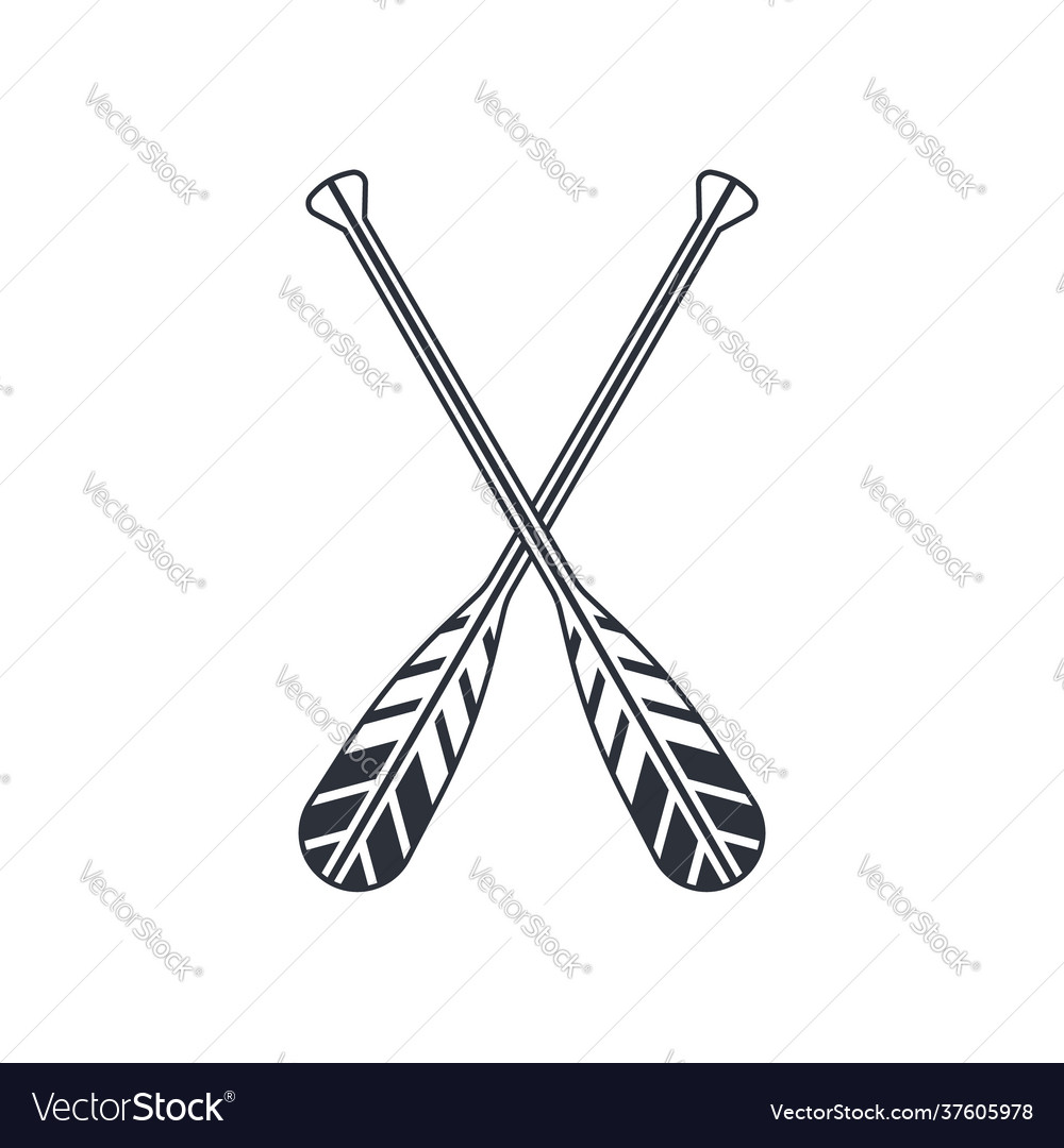 Crossed oar sign in flat style vector image Crossed oar sign in flat style
