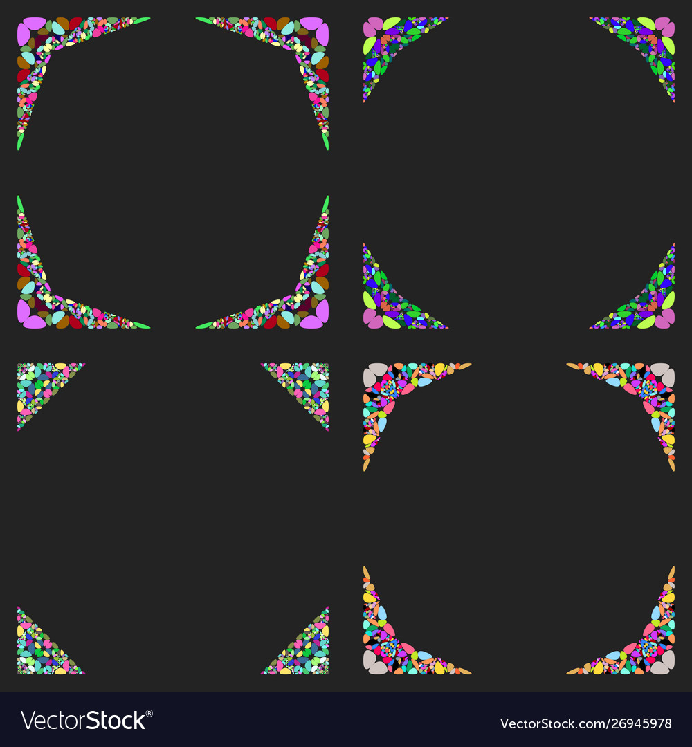 Curved stone mosaic page border design set