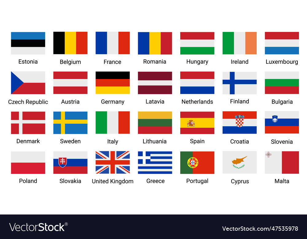 European union flag icon germany austria belgium Vector Image