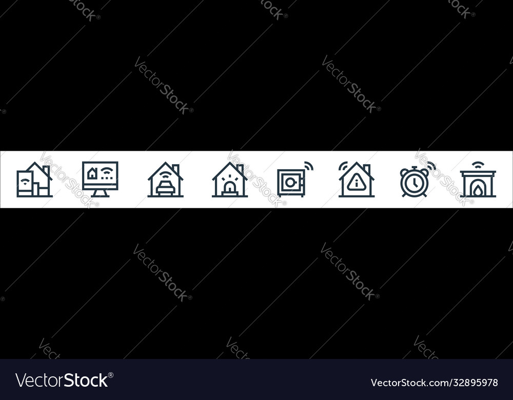 Flat smarthome line icons linear set quality vector image Flat smarthome line icons linear set quality