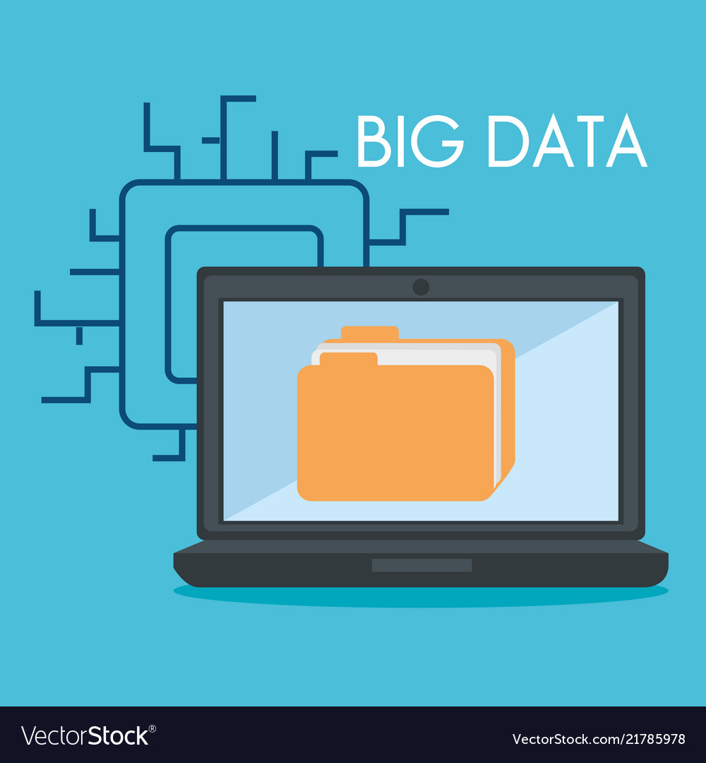 Laptop computer with big data icons