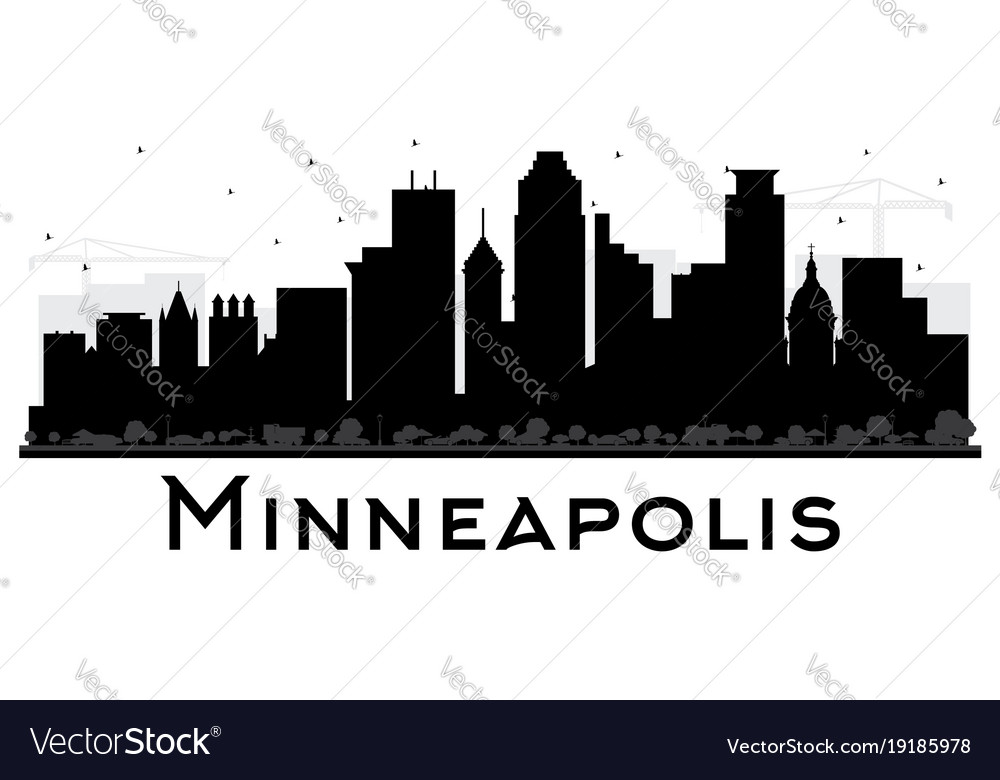 Minneapolis minnesota usa skyline black and white Vector Image