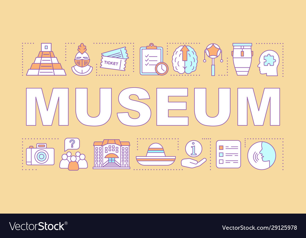 Museum Word Concepts Banner Family Activities Vector Image