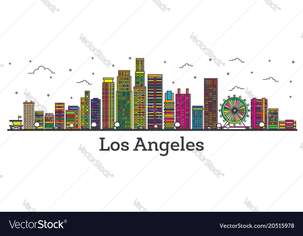 Outline los angeles california city skyline Vector Image