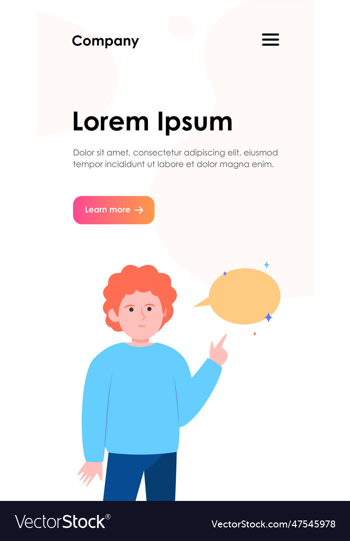 Red-haired guy pointing at empty speech bubble vector image Red-haired guy pointing at empty speech bubble