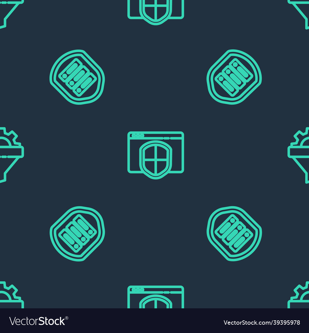 Set line browser with shield server and sales Vector Image Set line browser with shield server and sales