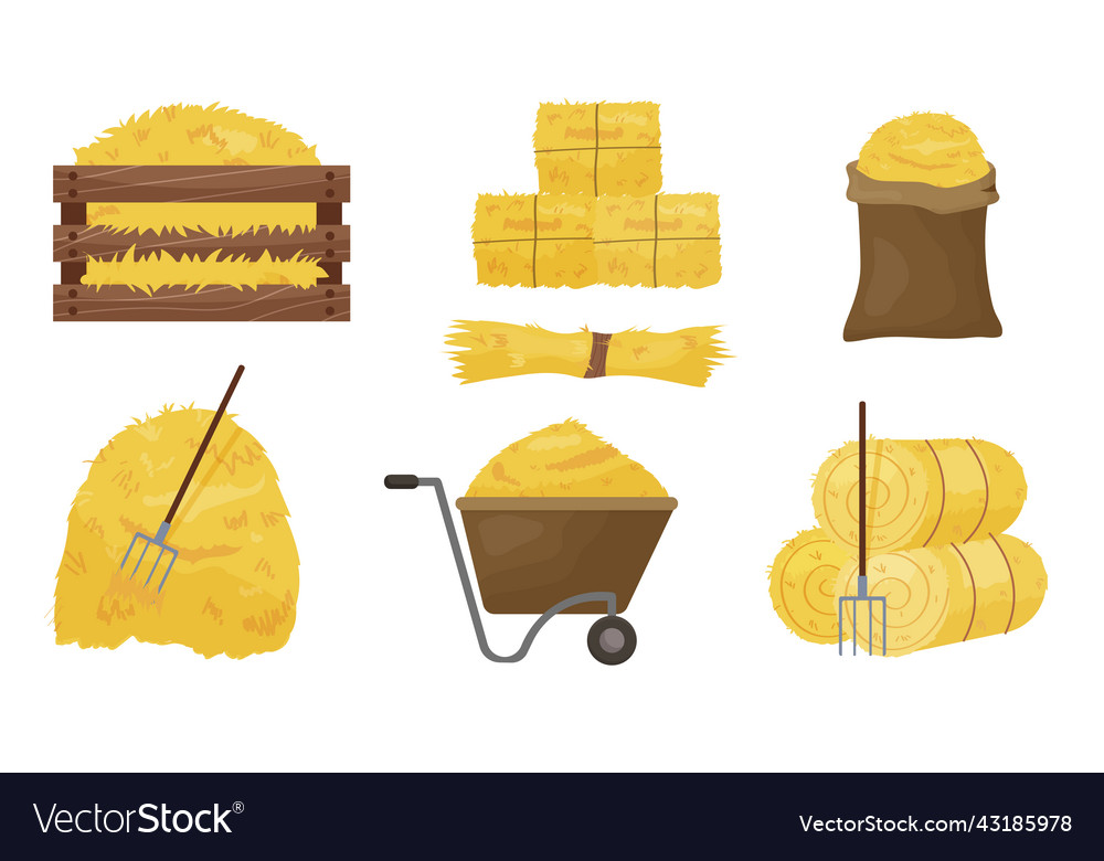 Set of hay bales Royalty Free Vector Image - VectorStock