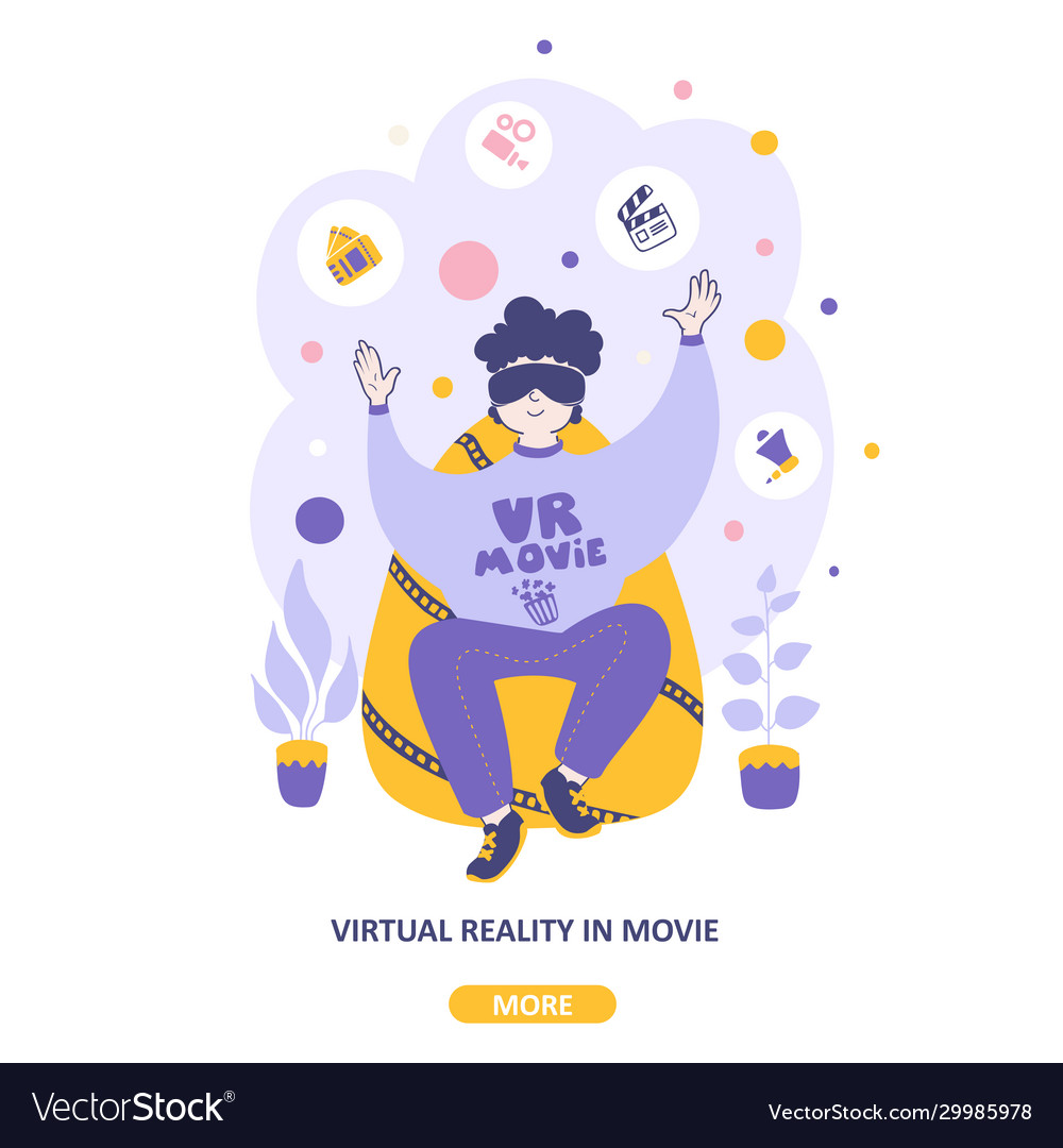 Virtual reality movie a man watches with 3d