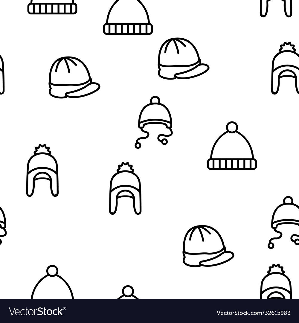 Beanie seasonal hat seamless pattern