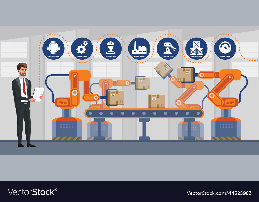 Businessman using tablet to control automation