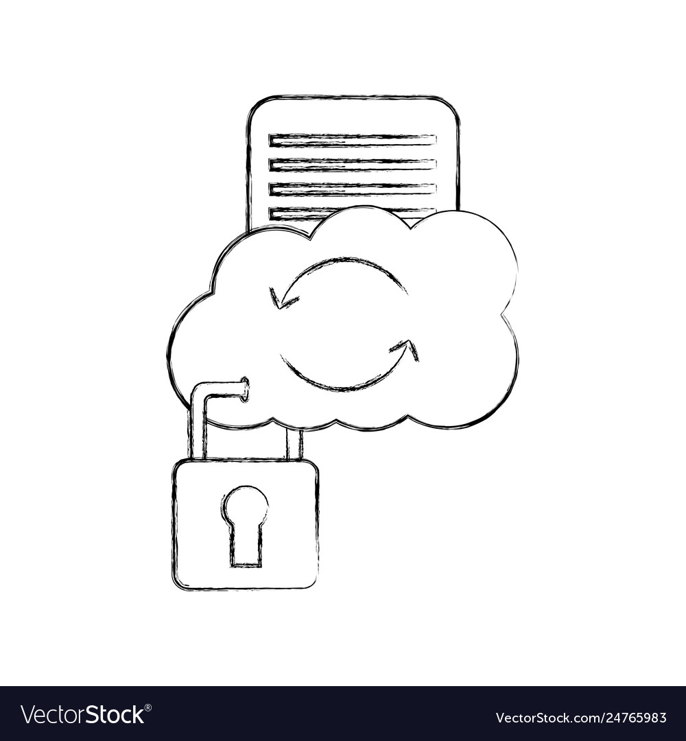 Cloud computing with document and padlock