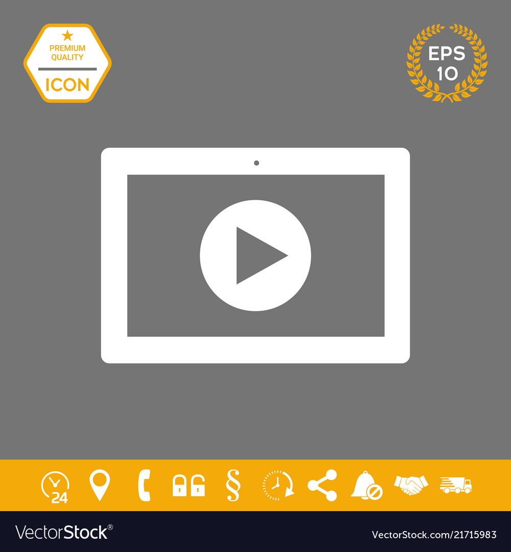 Computer tablet with play button icon graphic vector image Computer tablet with play button icon graphic