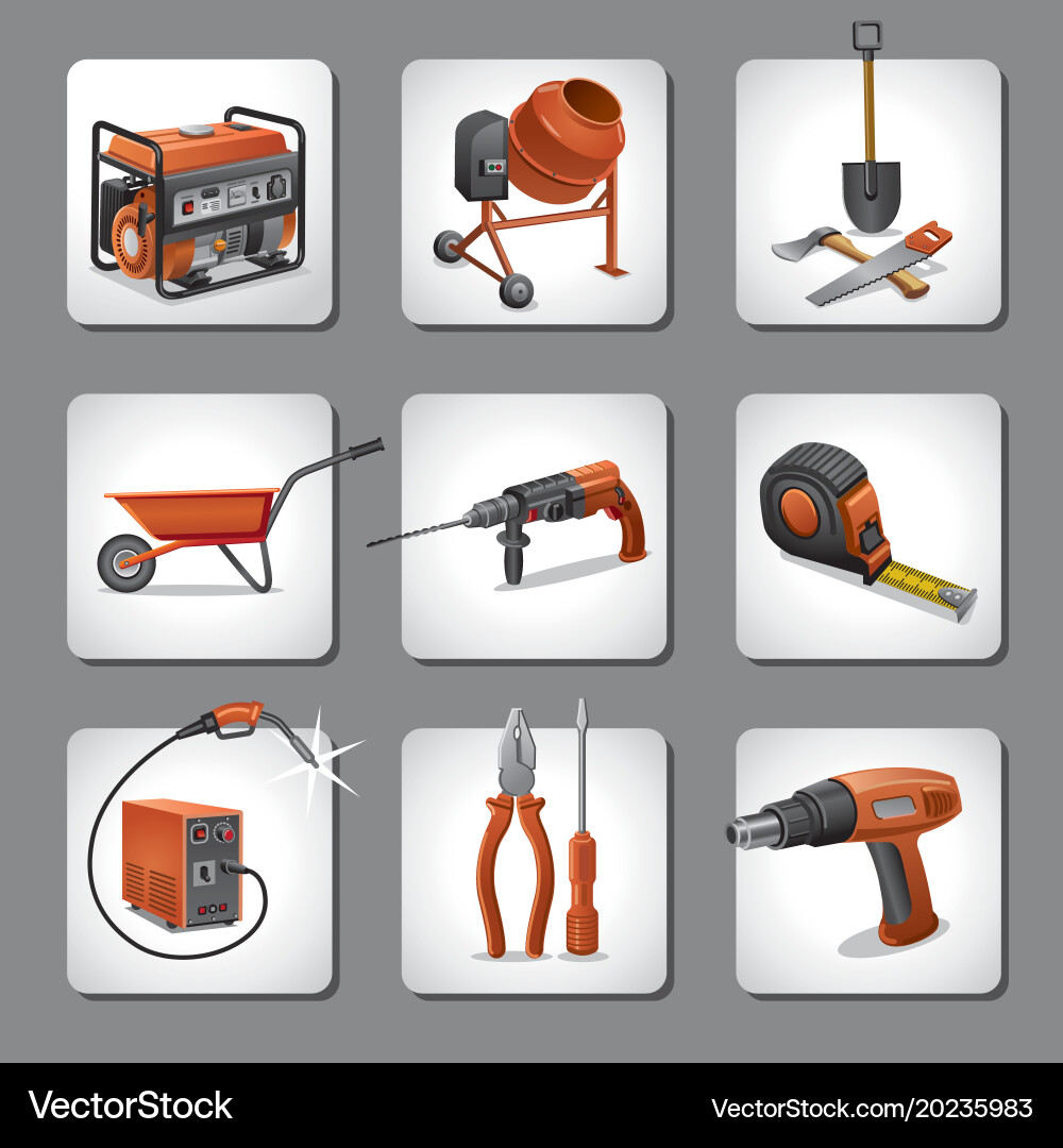 Construction tools icons Royalty Free Vector Image