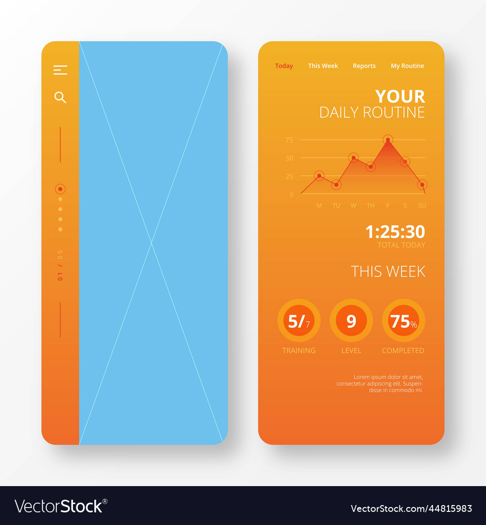 Daily routine app template mobile screen design