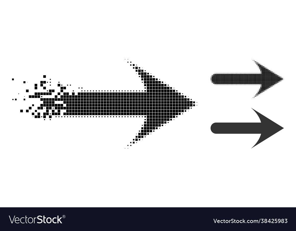 Dispersed pixel forward arrow icon with halftone Vector Image Dispersed pixel forward arrow icon with halftone