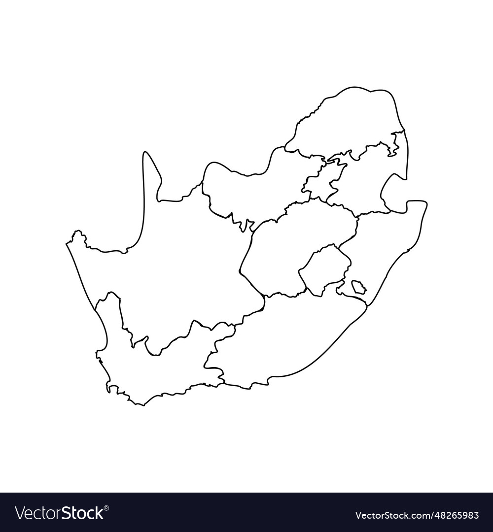 Doodle map of south africa with states Royalty Free Vector