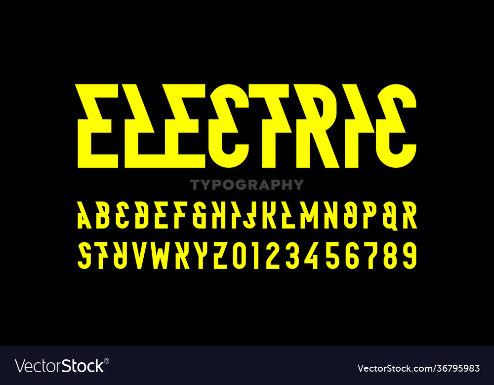 Electric style font vector image Electric style font