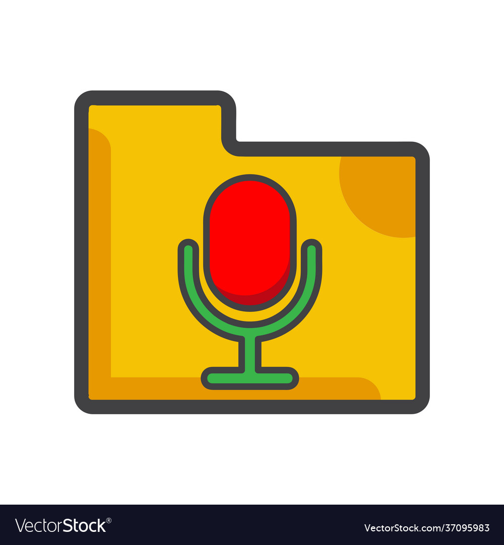 File folder with voice recorder icon Vector Image File folder with voice recorder icon