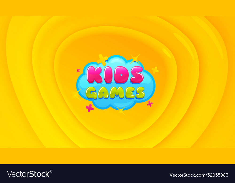 Kids games icon fun playing zone banner Royalty Free Vector