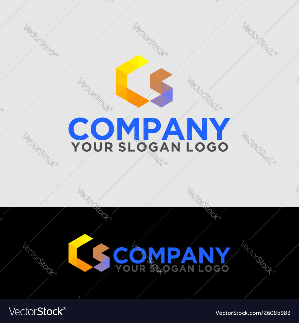 Logo polygon letter c and s 01 vector image Logo polygon letter c and s 01
